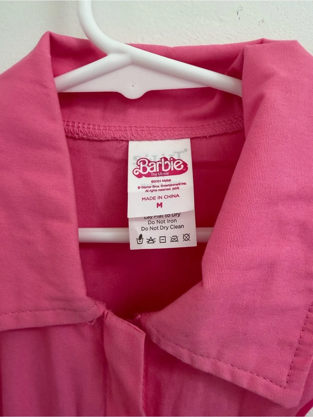 Barbie Bright Pink Long-Sleeve One-Piece Jumpsuit with Tie Belt